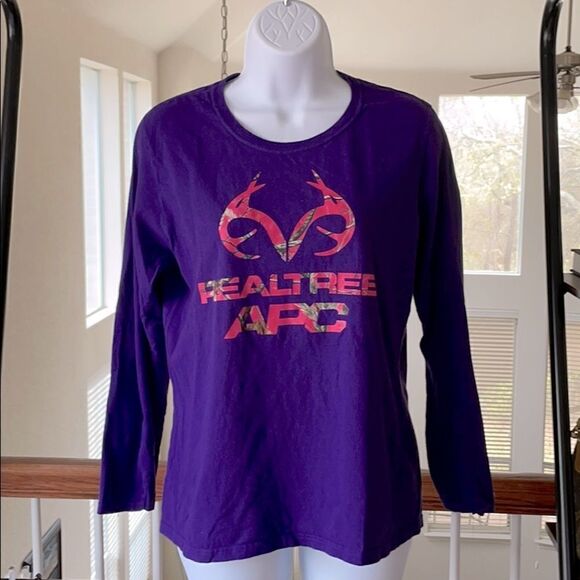 ❤️ REALTREE Purple Long Sleeve Logo Graphic Shirt Size M ❤️ - Picture 1 of 7